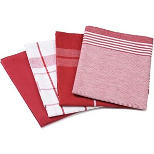 Gözze Set of 4 Tea Towels, 100% Jacquard Cotton, High Weight Material (200 g/m²), 50 x 70 cm Red Gözze Set of 4 Tea Towels, 100% Jacquard Cotton, High Weight Material (200 g/m²), 50 x 70 cm Red