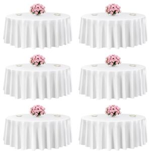 VEVOR White Round Tablecloths 6 Pack, 120 Inches in Diameter, Stain- & Wrinkle- Resistant, Machine Washable Table Clothes, Polyester Fabric Table Covers for Wedding, Party, Banquet, Formal Events VEVOR White Round Tablecloths 6 Pack, 120 Inches in Diameter, Stain- & Wrinkle- Resistant, Machine Washable Table Clothes, Polyester Fabric Table Covers for Wedding, Party, Banquet, Formal Events