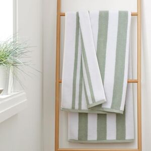 Bianca Reversible Stripe 70x120cm Cotton Jacquard Bath Towel Sage Green Bianca Reversible Stripe 70x120cm Cotton Jacquard Bath Towel Sage Green