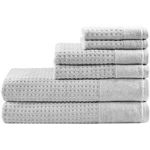 Madison Park Spa Waffle 100% Cotton Luxurious Towel Set, Premium Texture Waffle Weave, Highly Absorbent, Quick Dry, Hotel & Spa Quality Wash Clothes for Bathroom, Assorted Sizes, Grey 6 Piece Madison Park Spa Waffle 100% Cotton Luxurious Towel Set, Premium Texture Waffle Weave, Highly Absorbent, Quick Dry, Hotel & Spa Quality Wash Clothes for Bathroom, Assorted Sizes, Grey 6 Piece