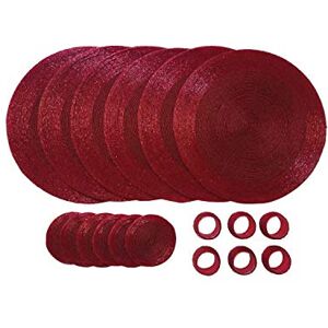 Penguin Home Handcrafted Glass Beaded Round Placemats, Coasters & Napkin Rings Set of 18 Handmade Table Place Mats for Dining 32 cm (13") Diameter (Red) Penguin Home Handcrafted Glass Beaded Round Placemats, Coasters & Napkin Rings Set of 18 Handmade Table Place Mats for Dining 32 cm (13") Diameter (Red)