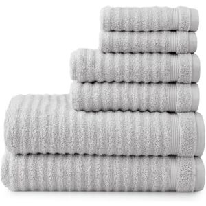 Martha Stewart 100% Cotton Bath Towels Set Of 6 Piece, 2 Bath Towels, 2 Hand Towels, 2 Washcloths, Quick Dry Towels, Soft & Absorbent, Bathroom Essentials, Textured Gray Martha Stewart 100% Cotton Bath Towels Set Of 6 Piece, 2 Bath Towels, 2 Hand Towels, 2 Washcloths, Quick Dry Towels, Soft & Absorbent, Bathroom Essentials, Textured Gray
