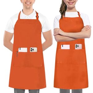 Utopia Kitchen 2 Pack Orange Bib Aprons with Extra Long Ties Utopia Kitchen 2 Pack Orange Bib Aprons with Extra Long Ties