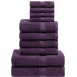 Superior Egyptian Cotton Solid Towel Set, Washcloths 13” x 13”, Hand Towels 20” x 30”, Bath Towels 30” x 55", 800 GSM, Plum, 10-Pieces Superior Egyptian Cotton Solid Towel Set, Washcloths 13” x 13”, Hand Towels 20” x 30”, Bath Towels 30” x 55", 800 GSM, Plum, 10-Pieces