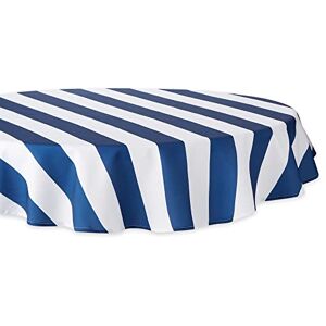 DII Cabana Stripe Outdoor Tabletop Collection, Stain/Wrinkle Resistant & Waterproof, 60" Round Tablecloth, Nautical Blue DII Cabana Stripe Outdoor Tabletop Collection, Stain/Wrinkle Resistant & Waterproof, 60" Round Tablecloth, Nautical Blue