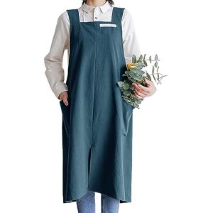 HANEE Cotton Aprons for Women and Men Cross-Back Apron with Pockets (7 Colors) blue One size HANEE Cotton Aprons for Women and Men Cross-Back Apron with Pockets (7 Colors) blue One size