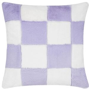 Heya Home Cozee Check Faux Fur Cushion Cover - Lilac - Size 50 Cm X 50 Cm Heya Home Cozee Check Faux Fur Cushion Cover - Lilac - Size 50 Cm X 50 Cm