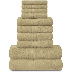 GC GAVENO CAVAILIA Towels Family Bale Set 10 Piece 100% Egyptian Cotton, 4x Face 4x Hand 2x Bath Towel, Premium Quality Highly Water Absorbent Bathroom Accessories, Machine Washable, Mocha GC GAVENO CAVAILIA Towels Family Bale Set 10 Piece 100% Egyptian Cotton, 4x Face 4x Hand 2x Bath Towel, Premium Quality Highly Water Absorbent Bathroom Accessories, Machine Washable, Mocha