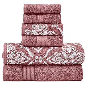 Modern Threads Amaris 6-Piece Reversible Yarn Dyed Jacquard Towel Set Bath Towels, Hand Towels, & Washcloths Super Absorbent & Quick Dry 100% Combed Cotton, Rosewood Modern Threads Amaris 6-Piece Reversible Yarn Dyed Jacquard Towel Set Bath Towels, Hand Towels, & Washcloths Super Absorbent & Quick Dry 100% Combed Cotton, Rosewood
