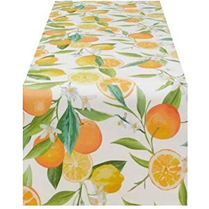 SARO LIFESTYLE 6324.M1672B Lemon and Orange Print Table Runner - Table Runner SARO LIFESTYLE 6324.M1672B Lemon and Orange Print Table Runner - Table Runner