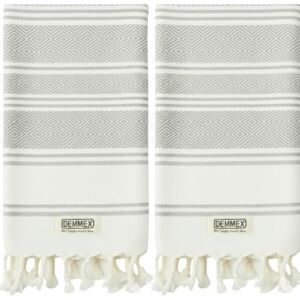 DEMMEX Certified Organic & OEKO-TEX Turkish Cotton Hand Towels Set of 2, Quick Dry, Absorbent for Bathroom, Kitchen, Travel – Soft Diamond Weave, Prewashed, 45X90cm (Grey) DEMMEX Certified Organic & OEKO-TEX Turkish Cotton Hand Towels Set of 2, Quick Dry, Absorbent for Bathroom, Kitchen, Travel – Soft Diamond Weave, Prewashed, 45X90cm (Grey)