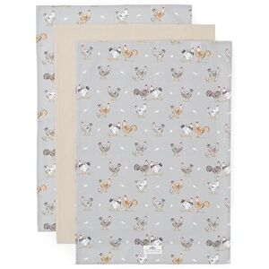 Cooksmart Hen House Lane 3 Pack Tea Towels British Designed 100% Cotton Kitchen Towels Farmhouse-Inspired Sage Grey Design Soft, Absorbent & Durable Dish Cloths Machine Washable Cooksmart Hen House Lane 3 Pack Tea Towels British Designed 100% Cotton Kitchen Towels Farmhouse-Inspired Sage Grey Design Soft, Absorbent & Durable Dish Cloths Machine Washable