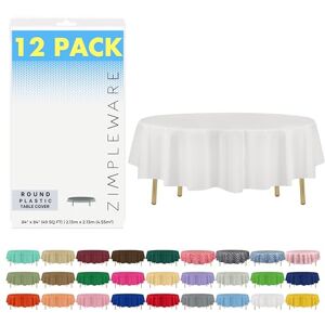 ZIMPLEWARE White 84 Round 12 pack Standard Disposable Plastic Party Tablecloth 84 Inch Round Table Cover By ZIMPLEWARE White 84 Round 12 pack Standard Disposable Plastic Party Tablecloth 84 Inch Round Table Cover By