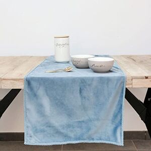Declea Home Decor Velvet Table Runner with Embroidered Border, Table Decoration Runner Velvet Placemats, Decorative Runner for Dining Room, Dusty Blue, Declea Home Decor Velvet Table Runner with Embroidered Border, Table Decoration Runner Velvet Placemats, Decorative Runner for Dining Room, Dusty Blue,