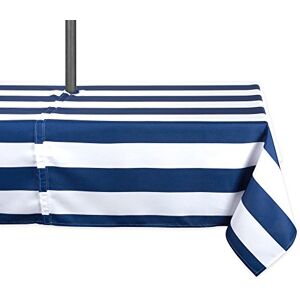 DII Blue Cabana Stripe Outdoor Tablecloth With Zipper, 60x120 w Nautical DII Blue Cabana Stripe Outdoor Tablecloth With Zipper, 60x120 w Nautical