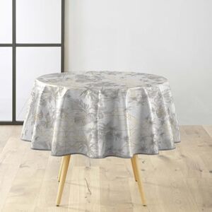 Douceur d'Intérieur , Round Tablecloth (Diameter 160 cm) Coconut Grey PVC Printed Metallic Douceur d'Intérieur , Round Tablecloth (Diameter 160 cm) Coconut Grey PVC Printed Metallic
