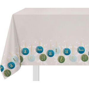 KASANOVA Christmas Tablecloth, White Table Mat Octane Balls Blue Textile Table and Kitchen KASANOVA Christmas Tablecloth, White Table Mat Octane Balls Blue Textile Table and Kitchen