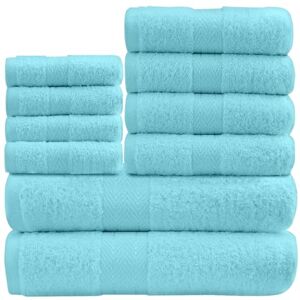 GC GAVENO CAVAILIA Soft Towels 10 Piece Bathroom Towels Bale Set Premium Quality Water Absorbent Towel, 4 Face 4 Hand 2 Bath Towel, 450 GSM Washable Towels Set, Aqua GC GAVENO CAVAILIA Soft Towels 10 Piece Bathroom Towels Bale Set Premium Quality Water Absorbent Towel, 4 Face 4 Hand 2 Bath Towel, 450 GSM Washable Towels Set, Aqua