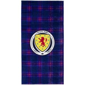 The Gift Scholars Official Scotland FA Tartan Beach Towel Traditional Navy & Purple Tartan Design with National Crest 100% Cotton, 140x70cm Large, Perfect for Holidays The Gift Scholars Official Scotland FA Tartan Beach Towel Traditional Navy & Purple Tartan Design with National Crest 100% Cotton, 140x70cm Large, Perfect for Holidays