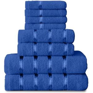 GC GAVENO CAVAILIA 8 Piece Royal Blue Towel Bale Set, Quick Dry Highly Absorbent Cotton Towels Sets Bathroom, 450 GSM Towel Sets, 4x Face Towel 2x Hand Towels 2x Bath Towels GC GAVENO CAVAILIA 8 Piece Royal Blue Towel Bale Set, Quick Dry Highly Absorbent Cotton Towels Sets Bathroom, 450 GSM Towel Sets, 4x Face Towel 2x Hand Towels 2x Bath Towels