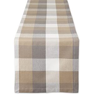 DII Tri-Color Check Collection 100% Cotton Tabletop, Table Runner, 14x108, Stone DII Tri-Color Check Collection 100% Cotton Tabletop, Table Runner, 14x108, Stone