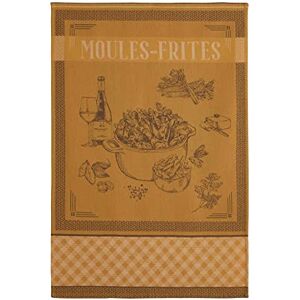 Coucke Cotton Tea Towel - Bright Ochre - Traditional Design - Absorbent Coucke Cotton Tea Towel - Bright Ochre - Traditional Design - Absorbent