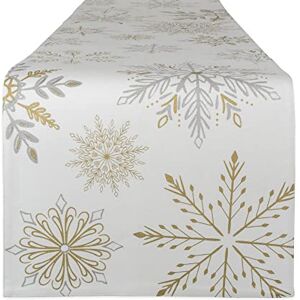 DII Sparkle, Cotton, Metallic Snowflakes Print, Reversible Table Runner - Table Runner DII Sparkle, Cotton, Metallic Snowflakes Print, Reversible Table Runner - Table Runner