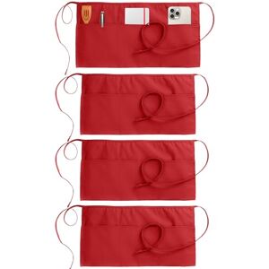 UTOPIA DEALS Utopia Wear 4 Pack 3 Pockets Waitress Apron, 24 x 12 Inches Waist Aprons for Home and Kitchen red Adult UTOPIA DEALS Utopia Wear 4 Pack 3 Pockets Waitress Apron, 24 x 12 Inches Waist Aprons for Home and Kitchen red Adult