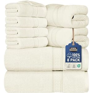 Utopia Towels 8 Piece Towel Set 2 Bath Towels, 2 Hand Towels and 4 Washcloths Cotton Hotel Quality Super Soft and Highly Absorbent (Ivory) Utopia Towels 8 Piece Towel Set 2 Bath Towels, 2 Hand Towels and 4 Washcloths Cotton Hotel Quality Super Soft and Highly Absorbent (Ivory)