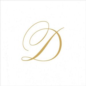 Caspari " Signature Gold Initial D Paper Linen Cocktail Napkins, White Pearl, Pack of 30 Caspari " Signature Gold Initial D Paper Linen Cocktail Napkins, White Pearl, Pack of 30