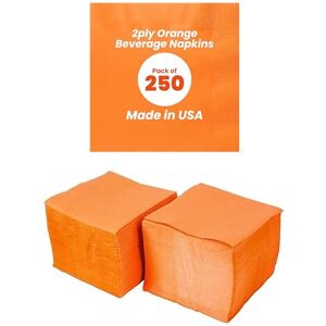 Perfectware 2 Ply Orange Beverage Napkins- Pack of 250ct Perfectware 2 Ply Orange Beverage Napkins- Pack of 250ct