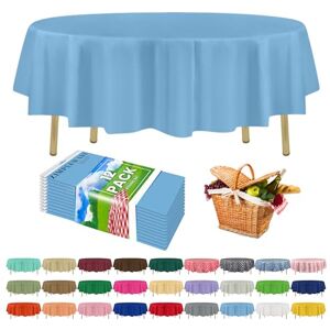 ZIMPLEWARE Premium Sky Blue Plastic Table Cloth Disposable (12 Pack) Round Tablecloth (84in) Party Table Cloths Disposable, Perfect Table Cloth Round Cover for Any Table Up to 6 Feet ZIMPLEWARE Premium Sky Blue Plastic Table Cloth Disposable (12 Pack) Round Tablecloth (84in) Party Table Cloths Disposable, Perfect Table Cloth Round Cover for Any Table Up to 6 Feet