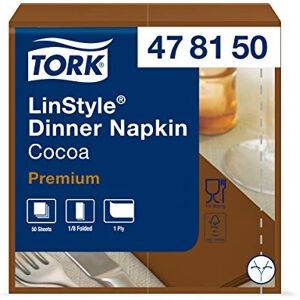 Tork 478150 Premium Linstyle Cocoa Dinner Napkin 1/8 Folded / 1 Ply Absorbent Unprinted Serviette in Dark Brown / 12 x 50 Sheets (WxL: 9.8cm x 19.5cm) Tork 478150 Premium Linstyle Cocoa Dinner Napkin 1/8 Folded / 1 Ply Absorbent Unprinted Serviette in Dark Brown / 12 x 50 Sheets (WxL: 9.8cm x 19.5cm)