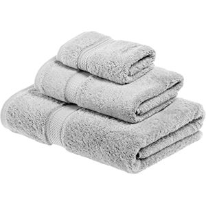 Superior Solid Egyptian Cotton Towel Set, Hand Towel 20” x 30”, Bath Towel 30” x 55”, Washcloth 13” x 13”, Silver, 3-Pieces Superior Solid Egyptian Cotton Towel Set, Hand Towel 20” x 30”, Bath Towel 30” x 55”, Washcloth 13” x 13”, Silver, 3-Pieces