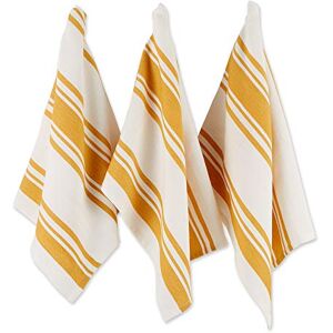 DII Large Chef Stripe Tea Towel, Cotton, Honey Gold, 18x28 DII Large Chef Stripe Tea Towel, Cotton, Honey Gold, 18x28