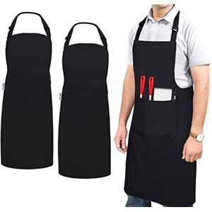 Ruvanti Professional Grade Black Aprons for Men/Women Adjustable Neck Strap, Size M to XXL (34"x28") Comfortable & Cotton Enrich BBQ/Chef Apron/Barber Apron/Canvas Apron with 2 Pockets. (2 Pack) Ruvanti Professional Grade Black Aprons for Men/Women Adjustable Neck Strap, Size M to XXL (34"x28") Comfortable & Cotton Enrich BBQ/Chef Apron/Barber Apron/Canvas Apron with 2 Pockets. (2 Pack)