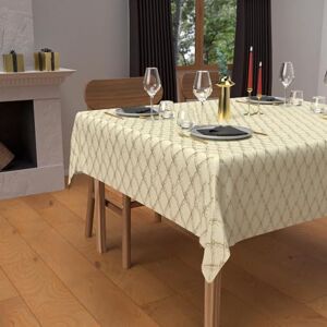 Soleil d'ocre , Festive Square Stain-Resistant Tablecloth 180 x 180 cm Pure Cotton Celeste Gold Soleil d'ocre , Festive Square Stain-Resistant Tablecloth 180 x 180 cm Pure Cotton Celeste Gold