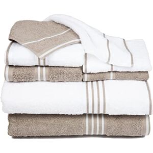 Lavish Home 8-Piece Towel Set Cotton Bathroom Accessories with 2 Bath Towels, 2 Hand Cloths, 2 Washcloths, and 2 Fingertip Cloths (White/Taupe) Lavish Home 8-Piece Towel Set Cotton Bathroom Accessories with 2 Bath Towels, 2 Hand Cloths, 2 Washcloths, and 2 Fingertip Cloths (White/Taupe)