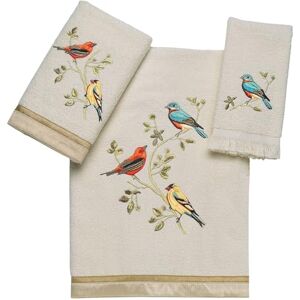 Avanti Linens 3pc Towel Set, Soft & Absorbent, Nature Bathroom Decor (Gilded Birds Collection) Avanti Linens 3pc Towel Set, Soft & Absorbent, Nature Bathroom Decor (Gilded Birds Collection)