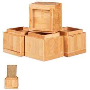 Relaxdays Furniture Riser Set Of 4, 8.5 cm Rise, Table, Chairs, Beds, Elephant Feet, 10x11.5x11.5 cm, Natural, Bamboo Relaxdays Furniture Riser Set Of 4, 8.5 cm Rise, Table, Chairs, Beds, Elephant Feet, 10x11.5x11.5 cm, Natural, Bamboo