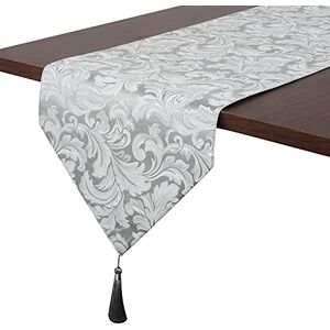 EHouseHome Jacquard Damask Reversible Silver Grey Table Runners with Tassels 13 x 72 inch Wrinkle and Water Resistant Spill-Proof Decorative Dining and Wedding Runners EHouseHome Jacquard Damask Reversible Silver Grey Table Runners with Tassels 13 x 72 inch Wrinkle and Water Resistant Spill-Proof Decorative Dining and Wedding Runners