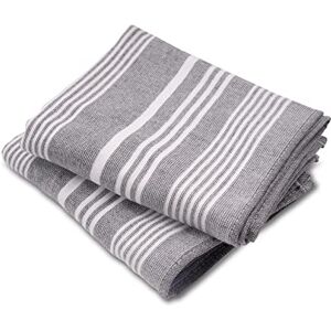 Cuisinart Fouta Striped Grey Tea Towels for Kitchen Set of 2 Antibacterial, Hypoallergenic, Absorbent Terry Kitchen Towels, 40x70 cm Cuisinart Fouta Striped Grey Tea Towels for Kitchen Set of 2 Antibacterial, Hypoallergenic, Absorbent Terry Kitchen Towels, 40x70 cm