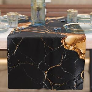 PETTI Artigiani Italiani - Modern Elegant Table Runner - Black and Gold Marble Effect - 140x40cm PETTI Artigiani Italiani - Modern Elegant Table Runner - Black and Gold Marble Effect - 140x40cm
