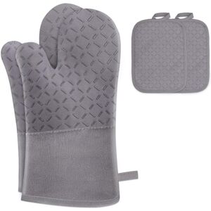 MILcea Oven Gloves, Pot Holders, Oven Gloves, Heat Resistant up to 300 °C, Non-Slip Protection, Extension, Soft, Baking Gloves, Cooking Gloves, Oven Gloves, Grey MILcea Oven Gloves, Pot Holders, Oven Gloves, Heat Resistant up to 300 °C, Non-Slip Protection, Extension, Soft, Baking Gloves, Cooking Gloves, Oven Gloves, Grey