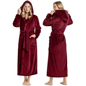 NY Threads Women Fleece Hooded Bathrobe Plush Long Robe, Burgundy, XL NY Threads Women Fleece Hooded Bathrobe Plush Long Robe, Burgundy, XL