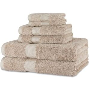 Amazon Basics 6 Piece Fade resistant towel set for bathroom, 100% Organic Cotton soft and absorbent, 2 Bath + 2 Hand + 2 Face Cloths, Taupe Amazon Basics 6 Piece Fade resistant towel set for bathroom, 100% Organic Cotton soft and absorbent, 2 Bath + 2 Hand + 2 Face Cloths, Taupe