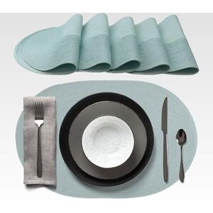 AGYO Set of 6 Ocean Blue Oval Woven Placemat - Heat Resistant AGYO Set of 6 Ocean Blue Oval Woven Placemat - Heat Resistant