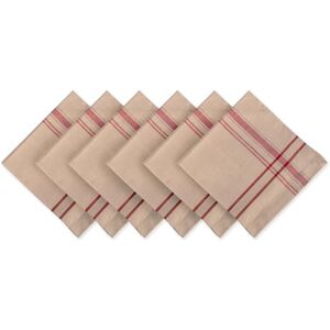 DII Farmhouse Style Napkin Set, Cotton, Taupe/Red, 20" x 20" (Set of 6) DII Farmhouse Style Napkin Set, Cotton, Taupe/Red, 20" x 20" (Set of 6)