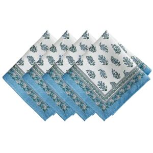 Elrene Home Fashions Tropez Paisley Block Print Coastal Stain & Water Resistant Indoor/Outdoor Cloth Dinner Napkins, Set of 4, 17"x17 Elrene Home Fashions Tropez Paisley Block Print Coastal Stain & Water Resistant Indoor/Outdoor Cloth Dinner Napkins, Set of 4, 17"x17