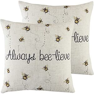 Evans Lichfield furn. Bee-Lieve Twin Pack Polyester Filled Cushions, White, 2 Count (Pack of 1) Evans Lichfield furn. Bee-Lieve Twin Pack Polyester Filled Cushions, White, 2 Count (Pack of 1)
